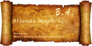 Blistyik Abdiás névjegykártya